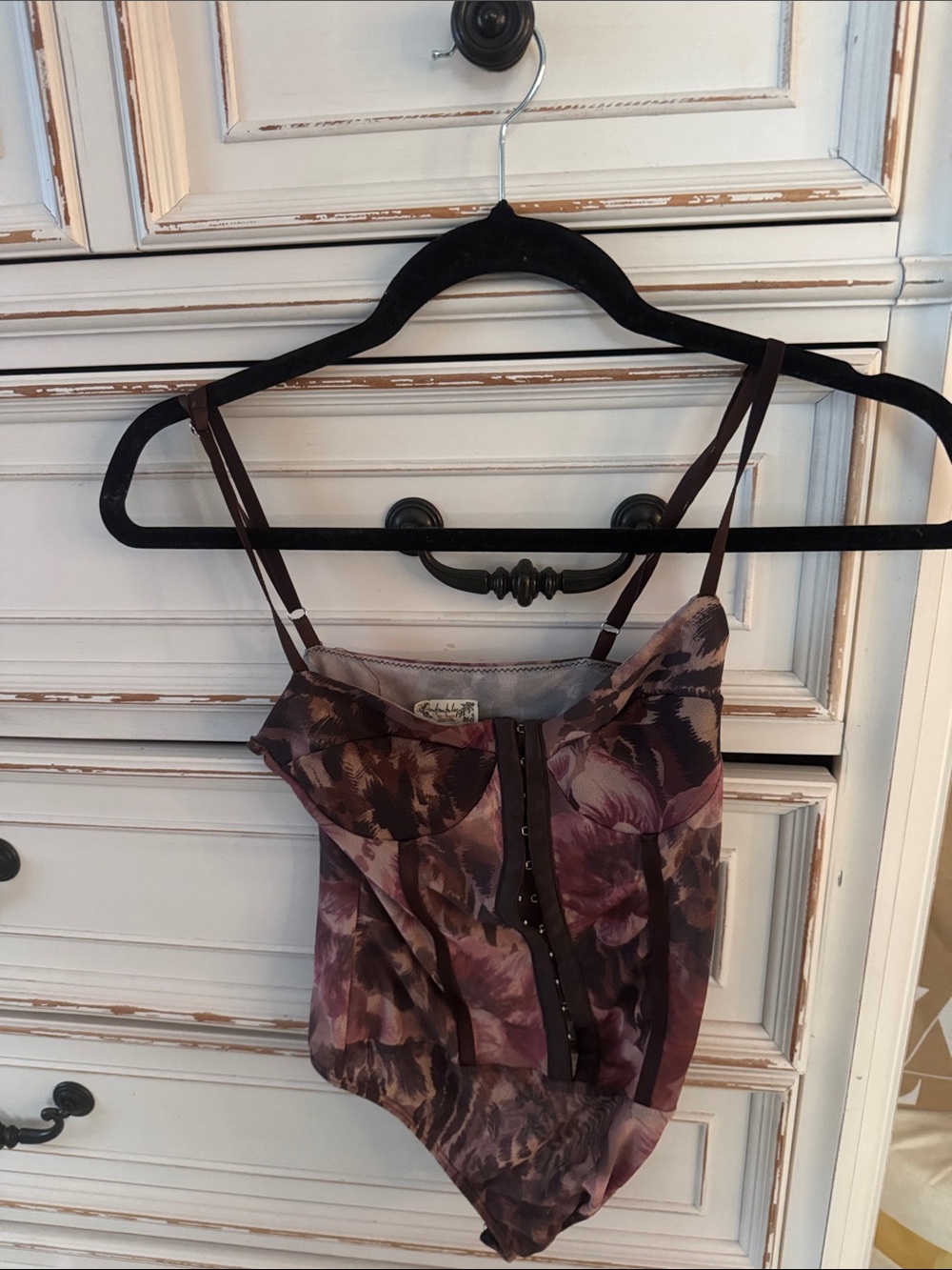 Free People Floral Corset-Style Bodysuit